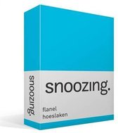 Snoozing - Flanel - Hoeslaken - Eenpersoons - 70x200 cm - Turquoise