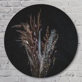 Muurcirkel ⌀ 80 cm - Dried Flower Blue - Kunststof Forex - Bloemen en Planten - Rond Schilderij - Wandcirkel - Wanddecoratie