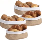 4x Jute brood serveer mandjes 22 x 15 cm en 26 x 18 cm - Zeller - Keukenbenodigdheden - Tafel dekken - Ontbijten/Brunchen/Lunchen - Broodjes/bolletjes serveren - Broodmanden