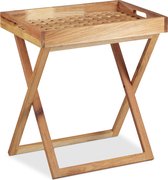 Relaxdays dienbladtafel inklapbaar - houten bijzettafel - butlertray - klaptafel notenhout