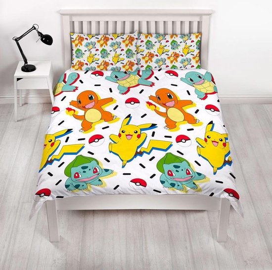 SAHINLER créateur d'univers Pokemon - Hoeslaken, Pikachu, 90 x 190 cm, wit, 100% katoen 22270021A