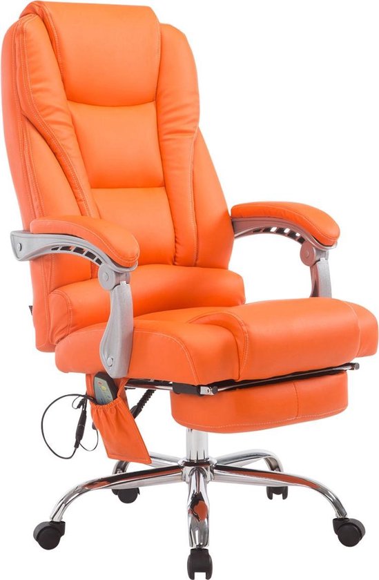 Chaise de bureau Clp Pacific V2 - Fonction massage - Cuir artificiel - Oranje