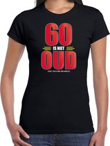 60 is niet oud cadeau t-shirt - zwart - voor dames - 60e verjaardag kado shirt / outfit XL