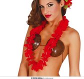 Hawaii bloemen krans/slinger rood voor volwassenen