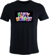 LED - T-shirt - Equalizer - Zwart - Happy birthday - XXL