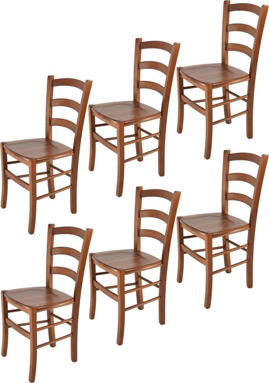 Foto: Tommychairs venice eetkamerstoelen set van 6 licht walnoot hout