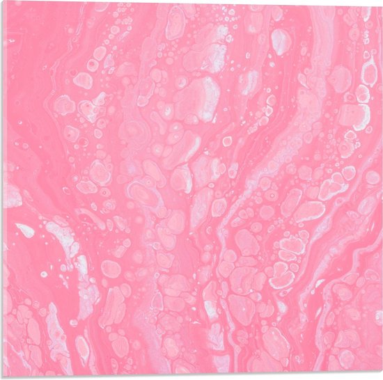 Acrylglas - Roze met Gele Plakkaat Verf - 60x40cm Foto op Acrylglas (Wanddecoratie op Acrylglas)