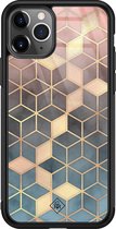iPhone 11 Pro Max hoesje glass - Cubes art | Apple iPhone 11 Pro Max  case | Hardcase backcover zwart