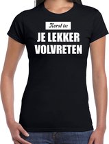 Kerst is: je lekker volvreten Kerst shirt / Kerst t-shirt zwart voor dames - Kerstkleding / Christmas outfit XS