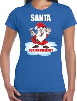 Santa for president Kerst shirt / Kerst t-shirt blauw voor dames - Kerstkleding / Christmas outfit 2XL