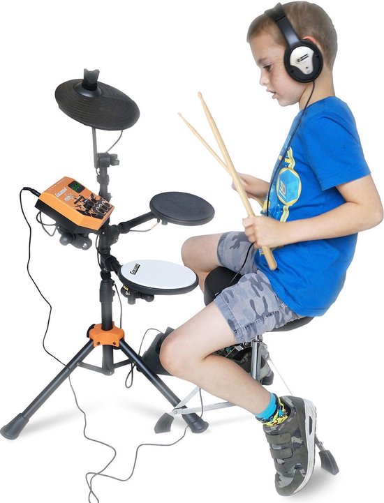 elektronisch drumstel - Carlsbro Rock50BP1 elektronisch drumstel voor kinderen en beginners - Incl. drumkruk, koptelefoon en drumstokken!