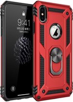 FONU Anti-Shock Backcase Hoesje Met Ringhouder iPhone XS Max - Rood