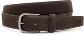 Donkerbruine suede heren riem 3.8 cm breed - Bruin  - Echt Leer - Taille: 95cm - Totale lengte riem: 110cm