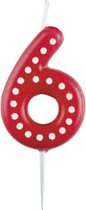Amscan Cijferkaars 6 Wax 6,5 Cm Rood