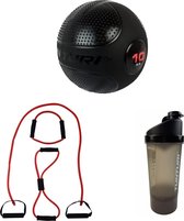 Tunturi - Fitness Set - Slam ball 10 kg - Weerstandband Zwaar - Shakebeker