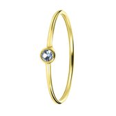Lucardi - Dames Ring licht blauwe zirkonia - Ring - Cadeau - 14 Karaat Goud - Goudkleurig