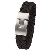 Bracelet fantaisie tressé en acier Lucardi - Homme - Noir - 21 cm
