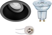 LED Spot Set - OSRAM Parathom PAR16 927 36D - Pragmi Zano Pro - GU10 Fitting - Dimbaar - Inbouw Rond - Mat Zwart - 3.7W - Warm Wit 2700K - Kantelbaar - Ø93mm - BES LED