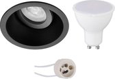 LED Spot Set - Pragmi Zano Pro - GU10 Fitting - Dimbaar - Inbouw Rond - Mat Zwart - 6W - Natuurlijk Wit 4200K - Kantelbaar - Ø93mm