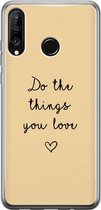 Huawei P30 Lite hoesje - Do the things you love - Soft Case Telefoonhoesje - Tekst - Geel