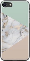 iPhone 8/7 hoesje siliconen - Marmer pastel mix - Soft Case Telefoonhoesje - Marmer - Transparant, Multi