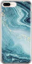 iPhone 8 Plus/7 Plus hoesje siliconen - Marmer blauw - Soft Case Telefoonhoesje - Marmer - Transparant, Blauw