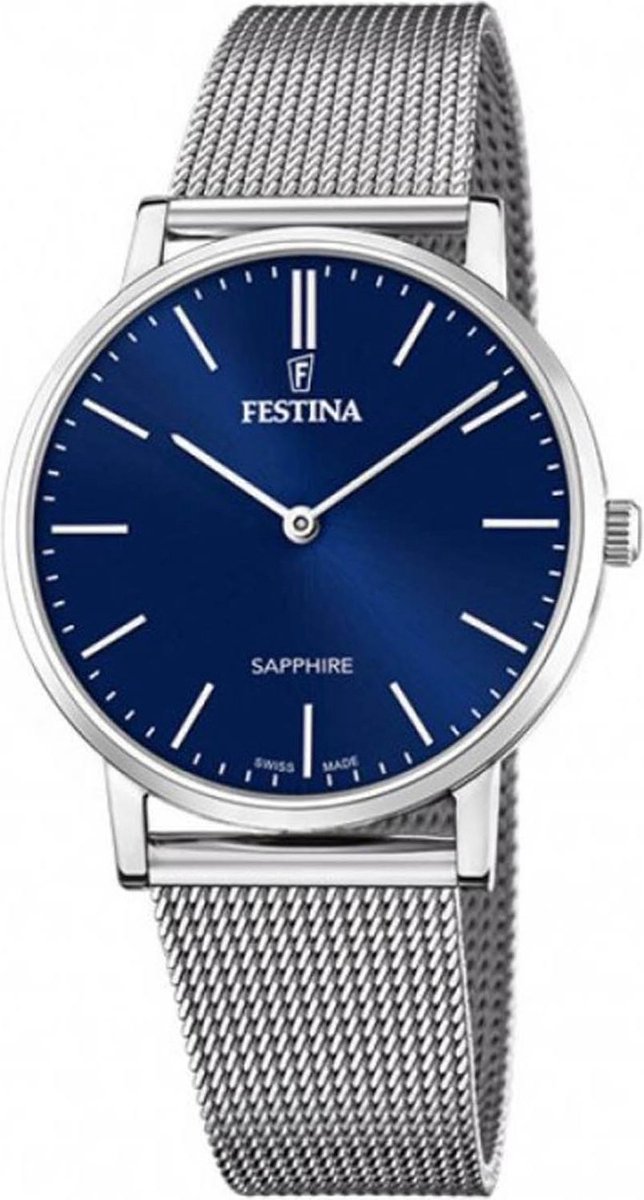 Festina Swiss Made Horloge - Festina heren horloge - Zilver - diameter 39 mm - roestvrij staal