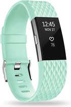 Siliconen Smartwatch bandje - Geschikt voor  Fitbit Charge 2 diamant silicone band - aqua - Maat: S - Horlogeband / Polsband / Armband