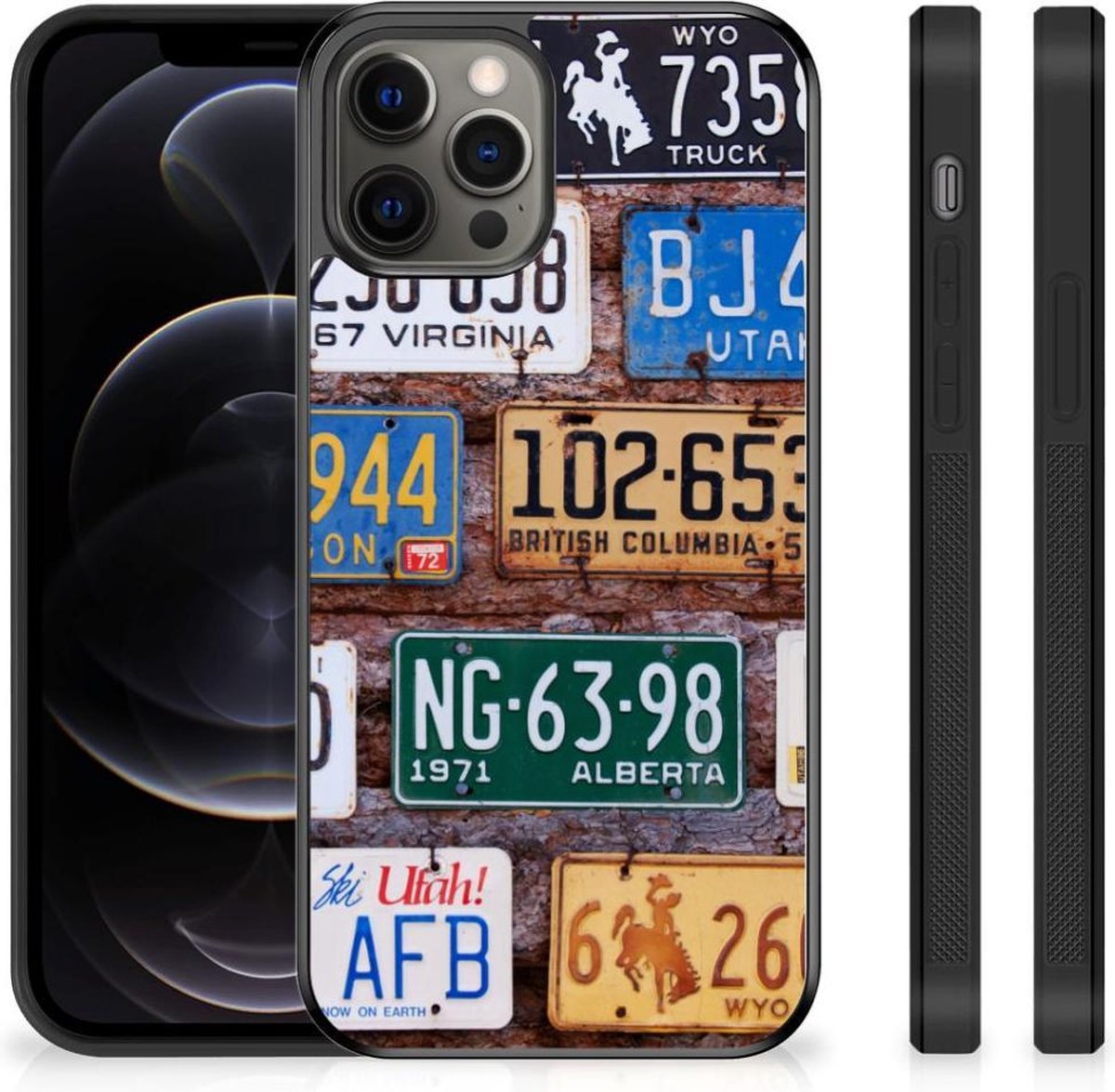 Back Cover voor iPhone 12 Pro Max Grip Case Kentekenplaten