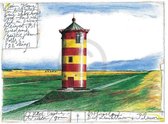 Sabine Gerke - Der Leuchtturm von Pilsum Kunstdruk 30x24cm