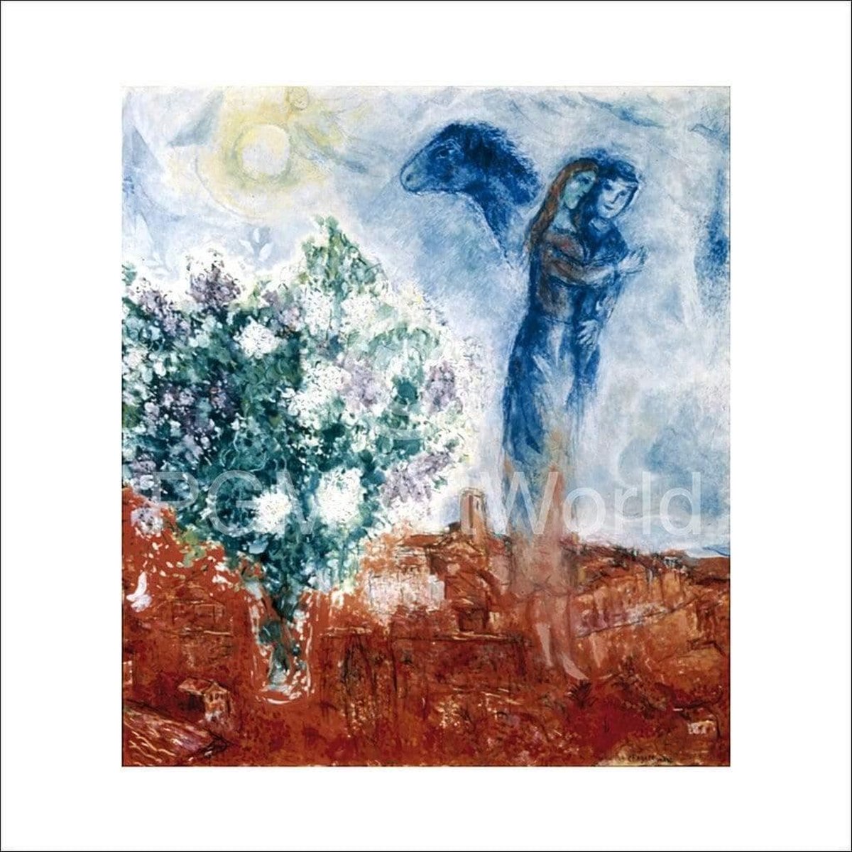 PGM Kunstdruk Marc Chagall - Die Liebenden über St,Paul 70x70cm Divers