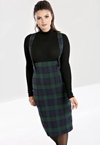 Hell Bunny Evelyn Tartan 40's Pinafore Pencil Rok Groen