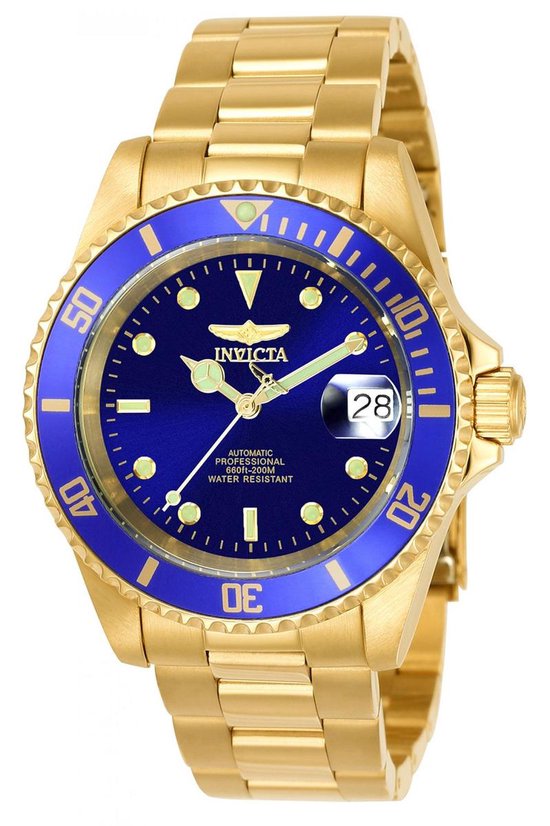 Invicta Pro Diver 8930OB Heren Horloge - Waterdicht - Analoog - Automatisch Uurwerk - Roestvrij Staal met blauwe Wijzerplaat - 40mm