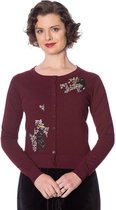 Banned Black Cat Bloom 40's Cardigan Burgundy