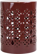 Fine Asianliving Keramische Kruk Geo Bordeaux Rood Handgemaakt D33xH46cm Keramiek Bijzettafel Porselein Stoel Tuinkruk