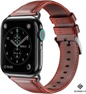 Strap-it Band geschikt voor Apple Watch 6 - leren bandje - roodbruin - Maat: 38mm & 40mm