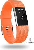 Siliconen Smartwatch bandje - Geschikt voor Fitbit Charge 2 siliconen bandje - oranje - Strap-it Horlogeband / Polsband / Armband - Maat: Maat L