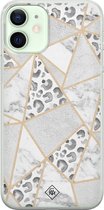 iPhone 12 mini hoesje siliconen - Stone & leopard print | Apple iPhone 12 Mini case | TPU backcover transparant