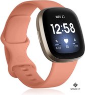 Strap-it Siliconen smartwatch bandje - geschikt voor Fitbit Sense / Sense 2 / Versa 3 / Versa 4 - roze - Maat: Maat L