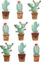 3D stickers h: 45 mm b: 15-26 mm cactussen 9stuks dikte 7 mm