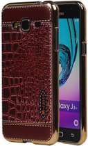 Wicked Narwal | M-Cases Croco Design backcover hoes voor Samsung Galaxy J3 J300 Rood