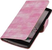 Wicked Narwal | Lizard bookstyle / book case/ wallet case Hoes voor LG G4 Roze