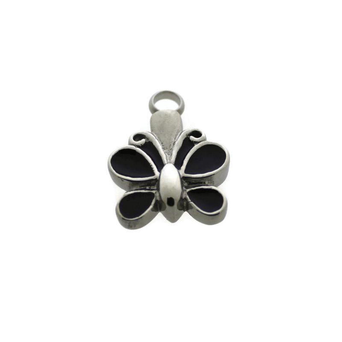 Ashanger vlinder staal zilverkleurig zwart 3cm