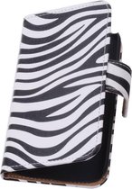 Wicked Narwal | Zebra bookstyle / book case/ wallet case voor Alcatel One Touch M'pop OT-5020 Wit
