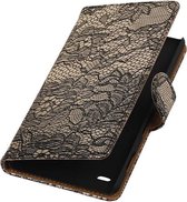 Wicked Narwal | Lace bookstyle / book case/ wallet case Hoes voor sony Xperia C4 Zwart