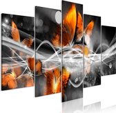 Artgeist Swarm of Butterflies Wide Grey Canvas Schilderij - 100x50cm