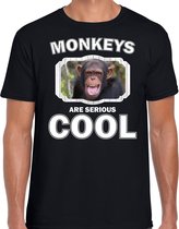 Dieren apen t-shirt zwart heren - monkeys are serious cool shirt - cadeau t-shirt chimpansee/ apen liefhebber M