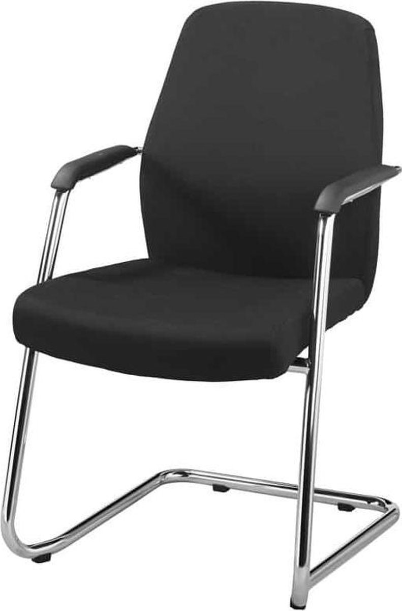 Vergaderstoel hoge rug Elan in zwart stof met chrome frame