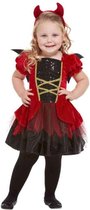 Smiffy's - Duivel Kostuum - Echt Niet Enge Halloween Duivel - Meisje - Rood, Zwart - Maat 116 - Halloween - Verkleedkleding