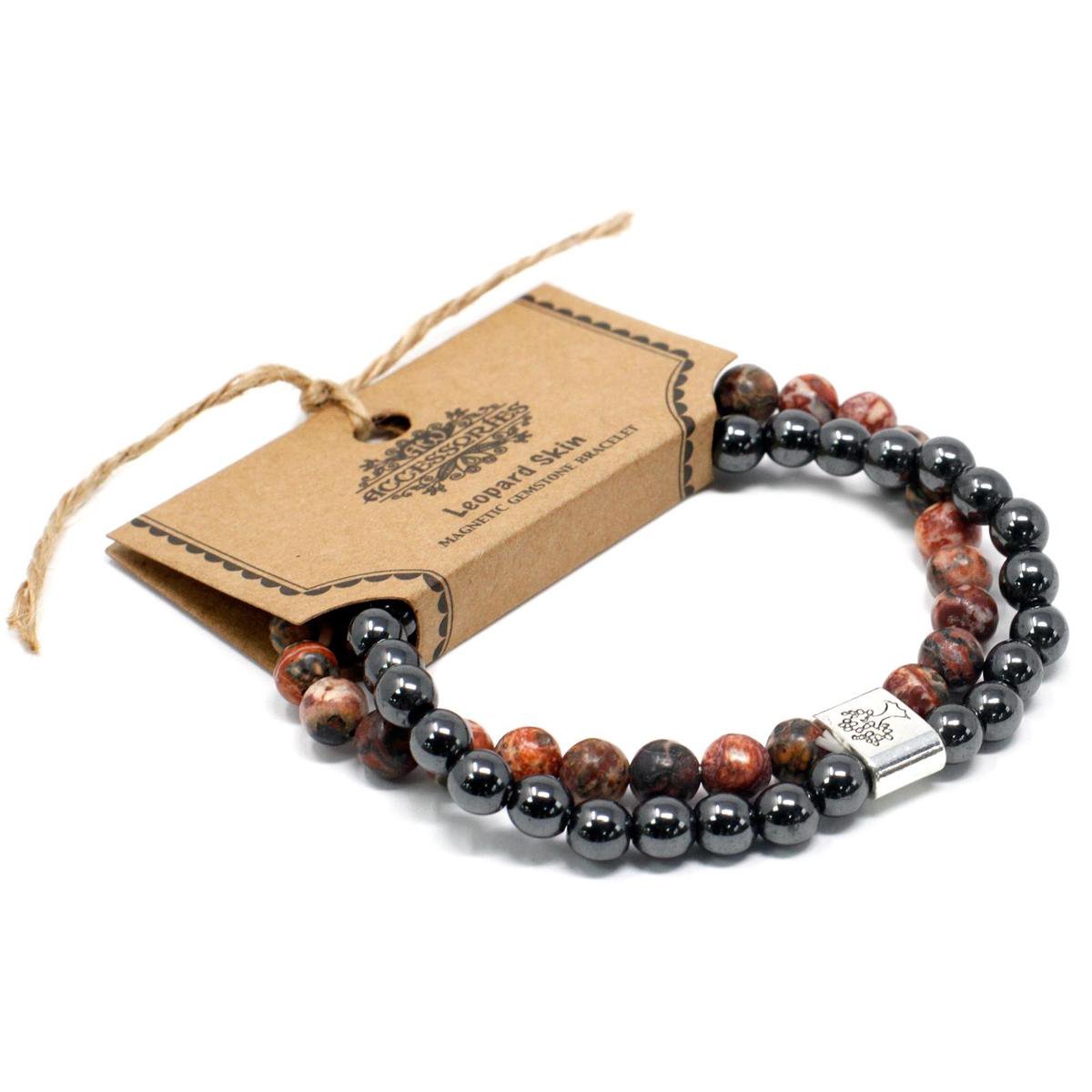 Magnetische edelsteen armband - luipaardhuid